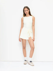 U-neckline Solid Mid Rise Mini Active Dress