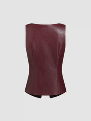 Faux Leather Square Neck Waistcoat