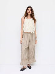 Low Rise Lace Ruffled Oversized Barrel-leg Trousers