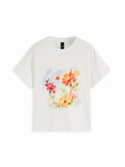 Cotton Floral Graphic Oversized Tee