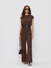 Round Neckline Oversized Jumpsuit with Belt
