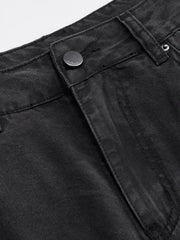 Washed Denim Metal Detail High Rise A-line Maxi Skirt