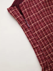 Cotton-blend Mandarin Collar Tartan Cut Out Bowknot Puff Sleeve Mini Dress Curve & Plus