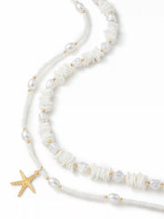STARFISH & FAUX PEARL BEADED NECKLACE
