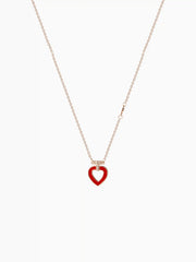 RHINESTONE DECOR HEART PENDANT NECKLACE
