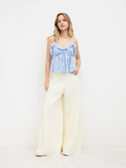 V-neck Floral Stitch Ruffle Hem Cami Top