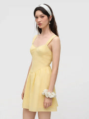 Cotton-blend Sweetheart Lettuce Trim Mini Dress