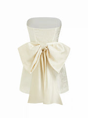 Jacquard Bowknot Floral A-line Bandeau Mini Dress