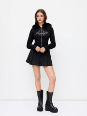 Loyal Rhinestone Faux Fur Trim Hoodie