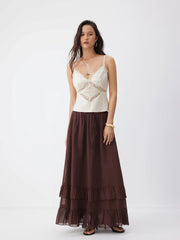 Lace Trim V-Neck Slim Cami Blouse
