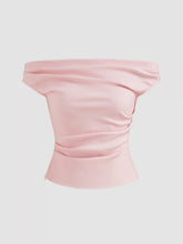Off-shoulder Ruched Zipper Crop Top