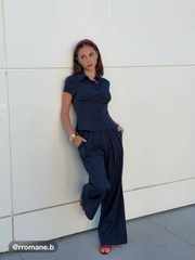 Double Waistband Pinstripe Trouser