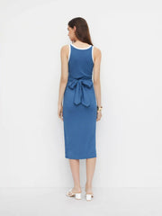 Contrasting Binding Twisted Knotted Tank Maxi Dress