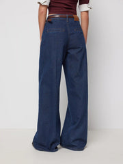 Cider Denim Mid Rise Straight Leg Trousers With Belt