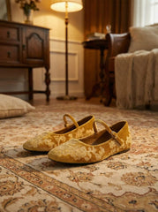 ROUND TOE EMBROIDERED MARY JANE SHOES