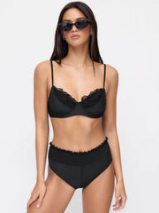 High Stretch Sweetheart Mesh Ruffle Hem Underwire Bikini Set