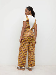 V-neck Floral Geometric Jumpsuit