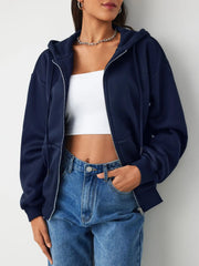 Terry Long Sleeve Zipper Hoodie