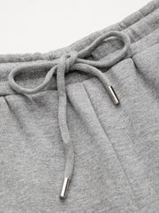 Fleece-lined Mid Rise Solid Straight Leg Trousers
