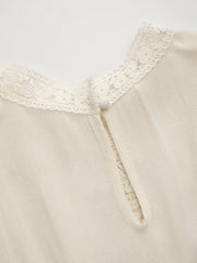 Stand Collar Lace Embroidery Crop Tank Top