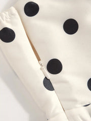 Polka Dot Strapless High Rise Colorblock Peplum Hem Romper