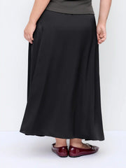 Satin Mid Rise A-line Midi Skirt Curve & Plus