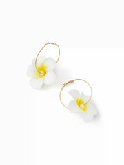 FLOWER & FAUX PEARL HOOP EARRINGS