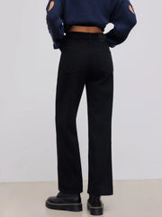 Cider Denim Mid Rise Solid Pocket Straight Leg Jeans