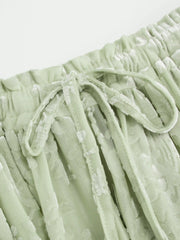 Velvet Floral Lace Trim Drawstring Cropped Bloomer Pants
