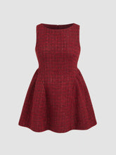 Tweed Boat Neck Zipper Ruffle Mini Dress Curve & Plus