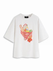 Cotton-blend Fruit Graphic Oversized Short Sleeve Tee