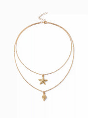 STARFISH & SHELL LAYERED NECKLACE