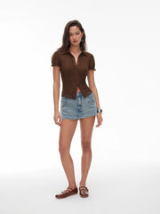 Lace Ruffled Hem Blouse