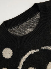 Wool-blend Polka Dot Ghost Oversized Long Sleeve Sweater