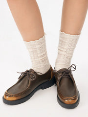 ROUND TOE LACE UP LOAFERS