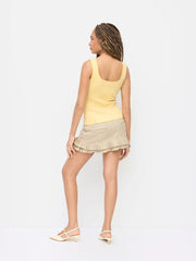 Knit Wool-blend U-neckline Metal Detail Tank Top