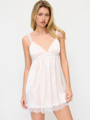 Satin V-neck High Rise Knotted Mini Nightdress