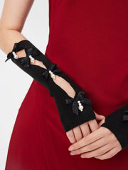 BOWKNOT & FAUX PEARL GLOVES