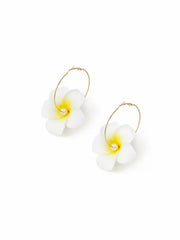 FLOWER & FAUX PEARL HOOP EARRINGS