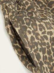 Terry Mid Rise Leopard Camo Print Drawstring Jogger Trousers