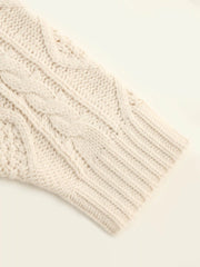 Cable Knit Round Neck Cut Out Knotted Sweater