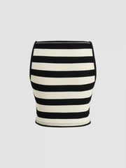 Boat Neckline Striped Crop Tank Top