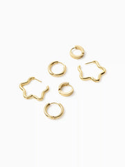 3 PAIRS GEOMETRIC HOOP EARRINGS SET