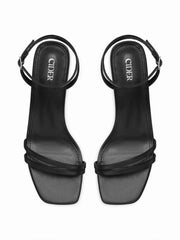 SQUARE TOE CHUNKY HEELED SANDALS