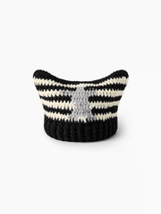 STAR STRIPE CAT EAR KNITTED BEANIE HAT