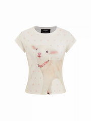 Polka Dot Lamb Print Short Sleeve Tee