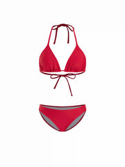 Halter Triangle Bikini Set With Floral Sarong