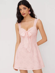 Lace Sweetheart Bowknot Cami Mini Dress