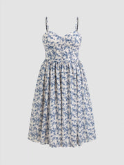 Ditsy Floral Ruffle Shirred Midi Dress Curve & Plus
