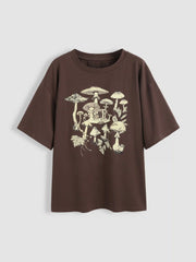 Jersey Round Neckline Mushroom Short Sleeve Top
